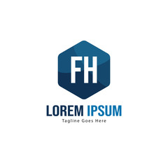 Obraz premium Initial FH logo template with modern frame. Minimalist FH letter logo vector illustration