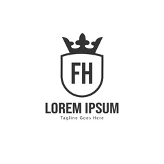 Initial FH logo template with modern frame. Minimalist FH letter logo vector illustration