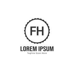 Initial FH logo template with modern frame. Minimalist FH letter logo vector illustration