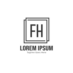 Initial FH logo template with modern frame. Minimalist FH letter logo vector illustration