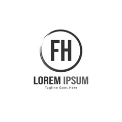 Initial FH logo template with modern frame. Minimalist FH letter logo vector illustration