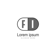 Initial FI logo template with modern frame. Minimalist FI letter logo vector illustration