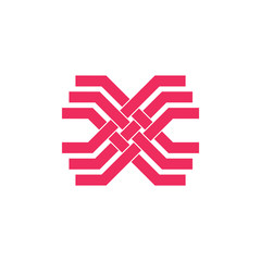 letter x stripes overlapping line geometric logo vector