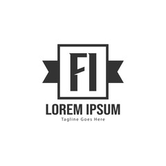 Initial FI logo template with modern frame. Minimalist FI letter logo vector illustration