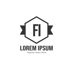 Initial FI logo template with modern frame. Minimalist FI letter logo vector illustration
