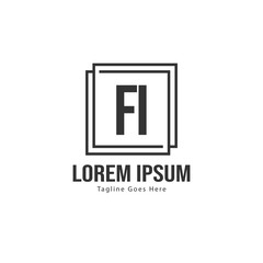Initial FI logo template with modern frame. Minimalist FI letter logo vector illustration