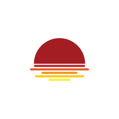 sunset sea beach stripes gradient logo vector