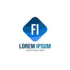 Initial FI logo template with modern frame. Minimalist FI letter logo vector illustration