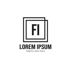 Obraz premium Initial FI logo template with modern frame. Minimalist FI letter logo vector illustration