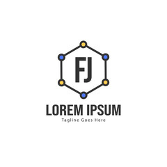 Initial FJ logo template with modern frame. Minimalist FJ letter logo vector illustration