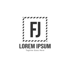 Initial FJ logo template with modern frame. Minimalist FJ letter logo vector illustration
