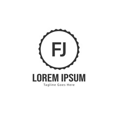 Initial FJ logo template with modern frame. Minimalist FJ letter logo vector illustration
