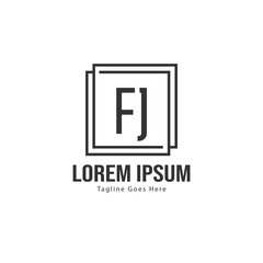 Initial FJ logo template with modern frame. Minimalist FJ letter logo vector illustration