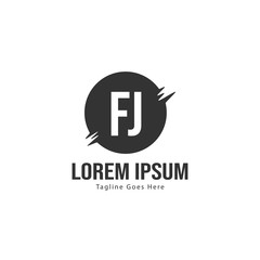 Initial FJ logo template with modern frame. Minimalist FJ letter logo vector illustration