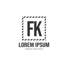 Initial FK logo template with modern frame. Minimalist FK letter logo vector illustration