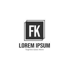 Fototapeta premium Initial FK logo template with modern frame. Minimalist FK letter logo vector illustration