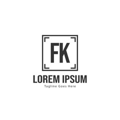 Initial FK logo template with modern frame. Minimalist FK letter logo vector illustration