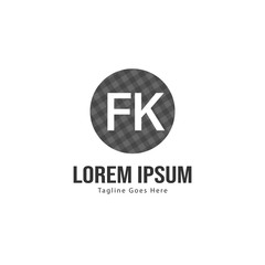 Initial FK logo template with modern frame. Minimalist FK letter logo vector illustration