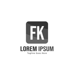Initial FK logo template with modern frame. Minimalist FK letter logo vector illustration