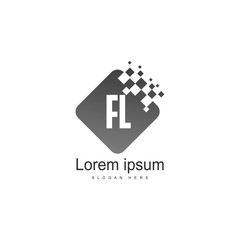 Initial FL logo template with modern frame. Minimalist FL letter logo vector illustration