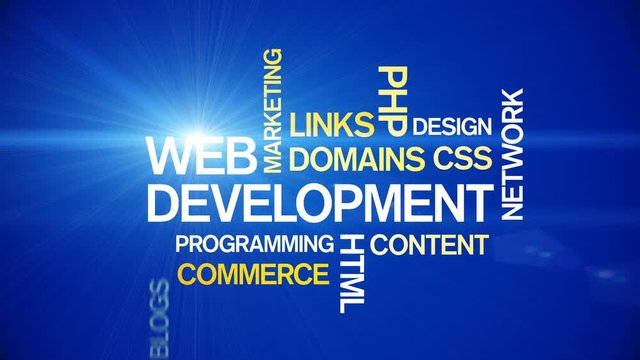 4k Web Development Animated Tag Word Cloud;Text Design Animation;Kinetic Typography.