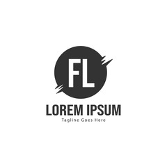 Initial FL logo template with modern frame. Minimalist FL letter logo vector illustration