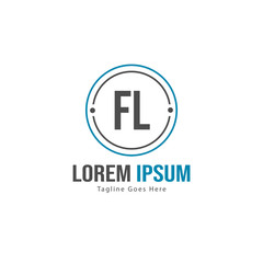 Initial FL logo template with modern frame. Minimalist FL letter logo vector illustration