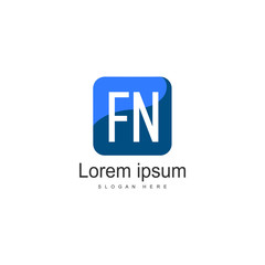 Initial FN logo template with modern frame. Minimalist FN letter logo vector illustration