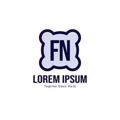 Initial FN logo template with modern frame. Minimalist FN letter logo vector illustration