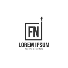 Initial FN logo template with modern frame. Minimalist FN letter logo vector illustration