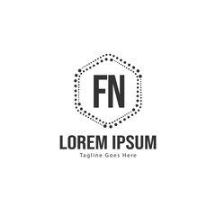 Initial FN logo template with modern frame. Minimalist FN letter logo vector illustration