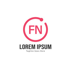 Initial FN logo template with modern frame. Minimalist FN letter logo vector illustration