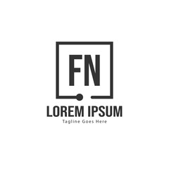Initial FN logo template with modern frame. Minimalist FN letter logo vector illustration