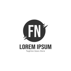 Initial FN logo template with modern frame. Minimalist FN letter logo vector illustration