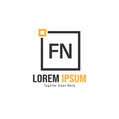 Initial FN logo template with modern frame. Minimalist FN letter logo vector illustration