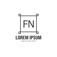 Initial FN logo template with modern frame. Minimalist FN letter logo vector illustration
