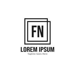 Initial FN logo template with modern frame. Minimalist FN letter logo vector illustration