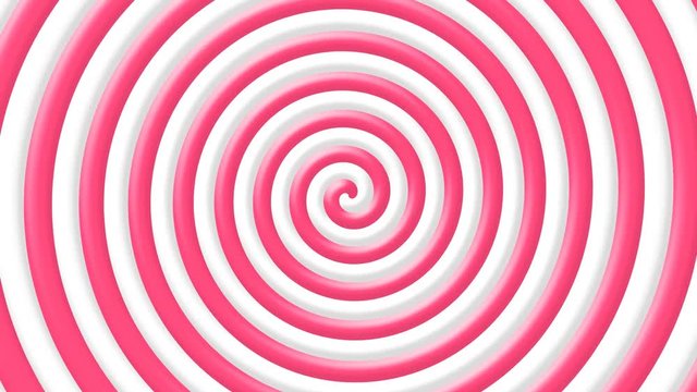 Pink and white candy lolly swirl spiral optical illusion tunnel - loopable