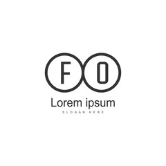 Initial FO logo template with modern frame. Minimalist FO letter logo vector illustration