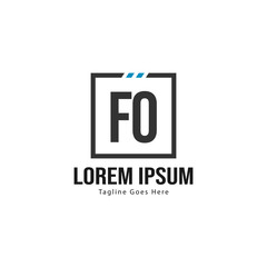 Initial FO logo template with modern frame. Minimalist FO letter logo vector illustration