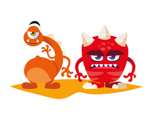 funny monsters comic characters colorful