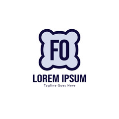 Initial FO logo template with modern frame. Minimalist FO letter logo vector illustration