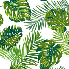 Retro dark palm leaves background pattern, tropical jungle illustration texture in vector for wallpaper, print, brochure, design