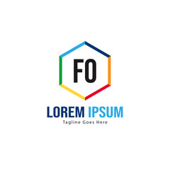 Initial FO logo template with modern frame. Minimalist FO letter logo vector illustration