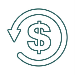 Chargeback icon symbol, return money isolated on white background
