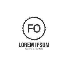 Initial FO logo template with modern frame. Minimalist FO letter logo vector illustration
