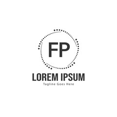 Initial FP logo template with modern frame. Minimalist FP letter logo vector illustration