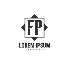 Initial FP logo template with modern frame. Minimalist FP letter logo vector illustration