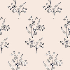 seamless vector hand drawn gentle floral pattern. seamless template in swatch panel