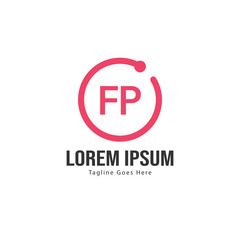 Initial FP logo template with modern frame. Minimalist FP letter logo vector illustration